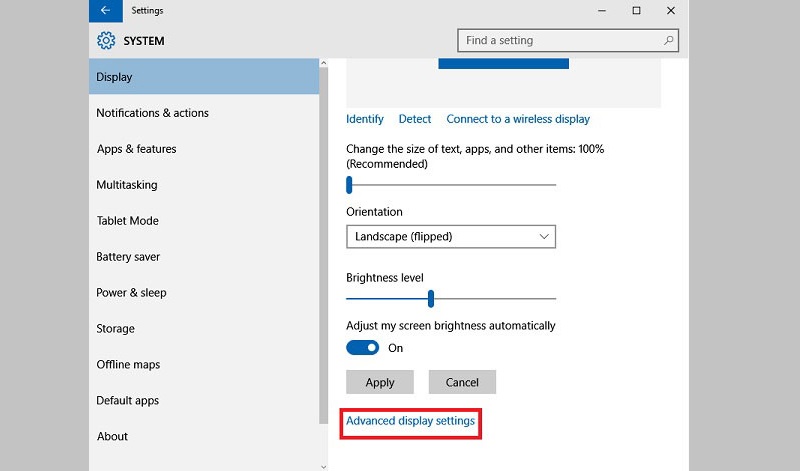 advanced display settings