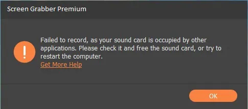 sound card occupied error