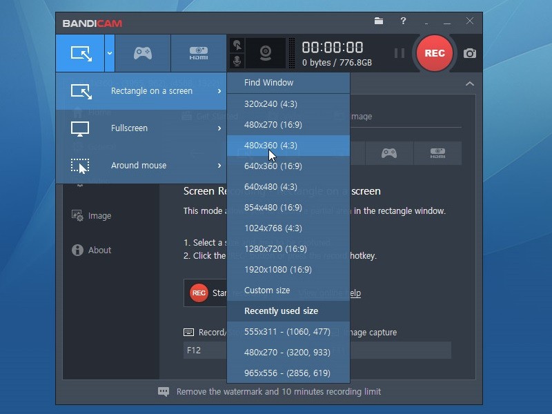 record fullscreen bandicam
