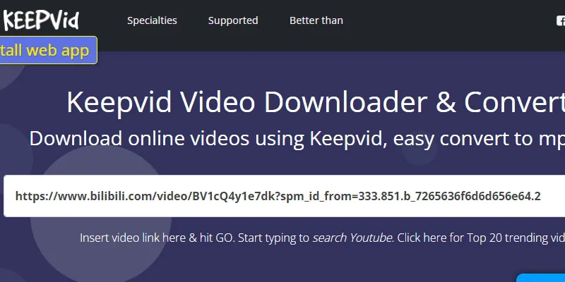 download bilibili videos using keepvid