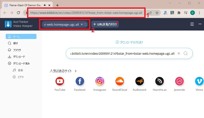 copy and paste url on video keeper