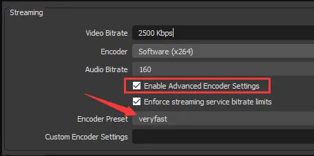 fix obs by changing the encoder preset