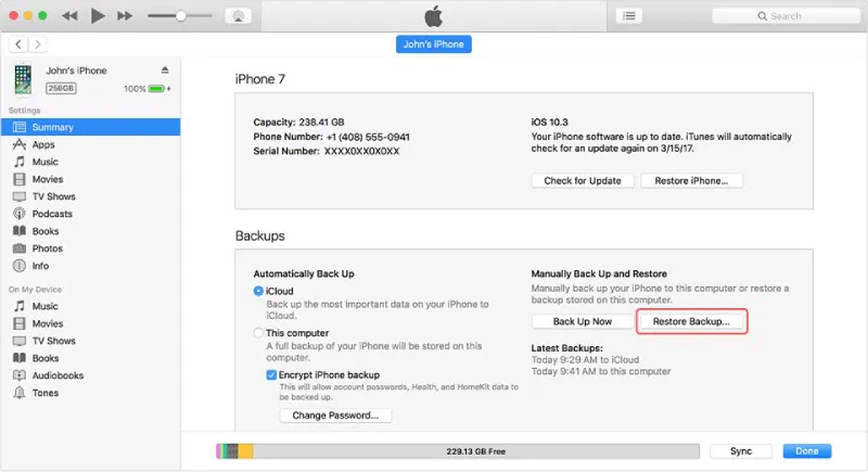 restoring deleted photos on iphone via itunes