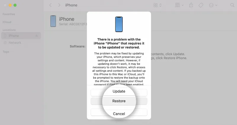 factory reset iphone without password using itunes