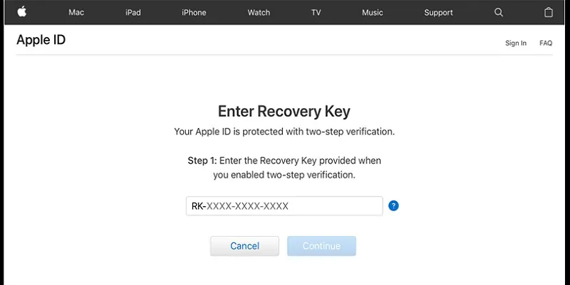unlock using recovery key