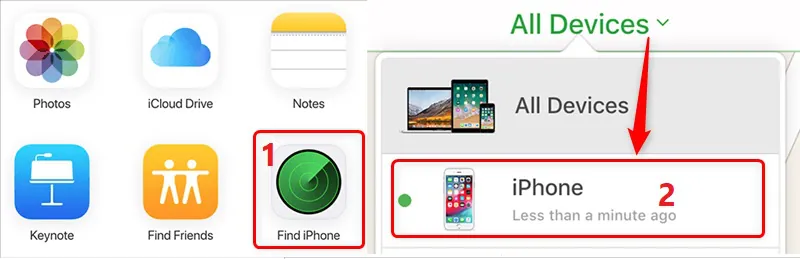 find the option that says find iphone