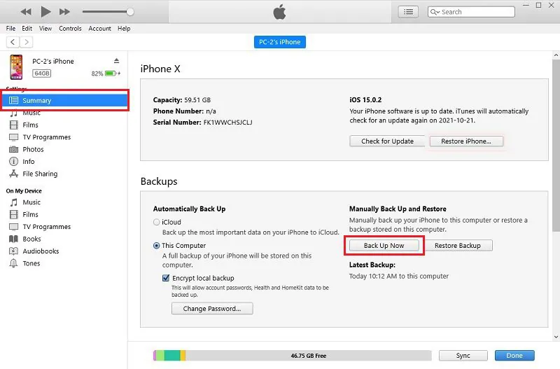backup photos from iphone to mac using itunes
