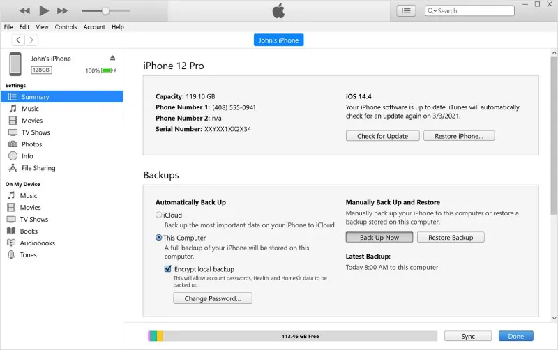 backup my iphone to my mac with itunes