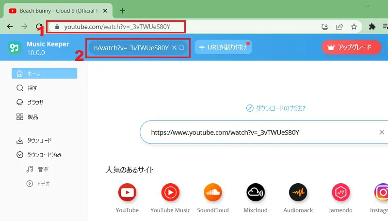copy music link address