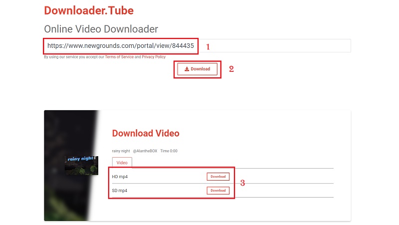 tube and paste the link into the box