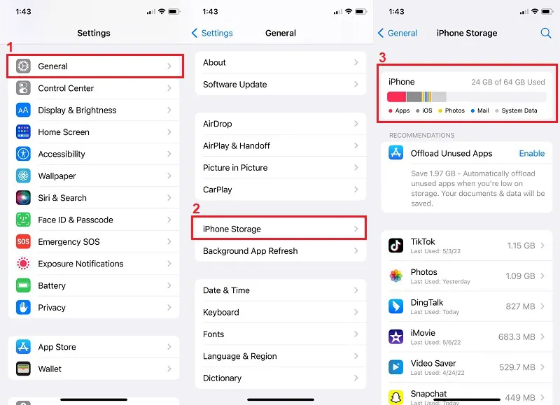 check your iphone storage