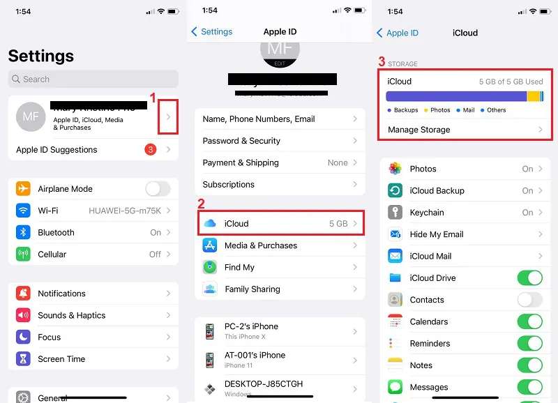 sign in and out icloud again