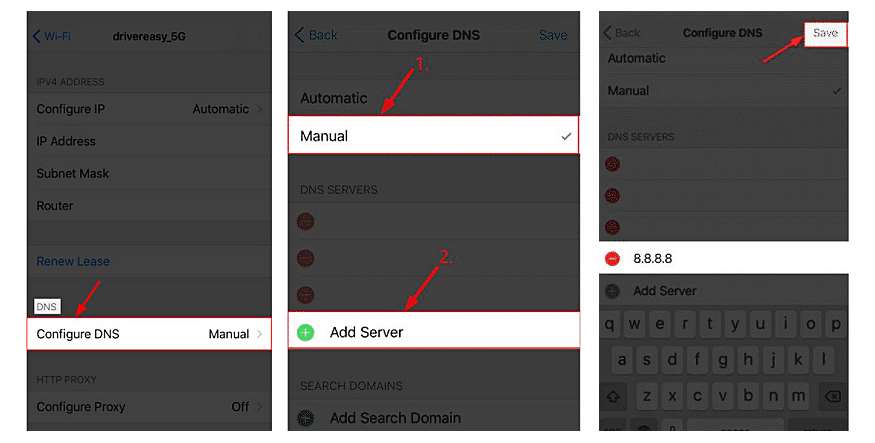 check and modify the dns server