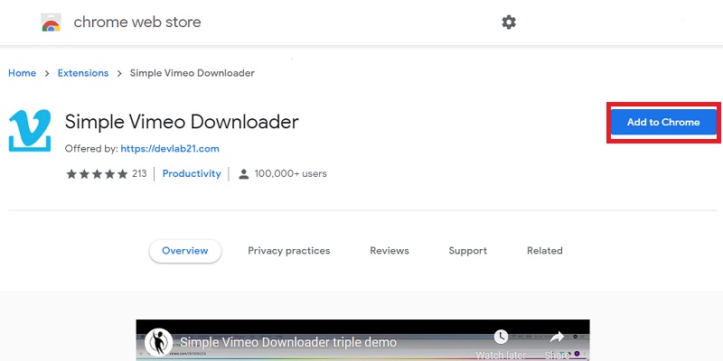 add simple vimeo downloader to your chrome