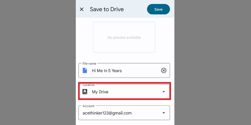 choose google drive folder