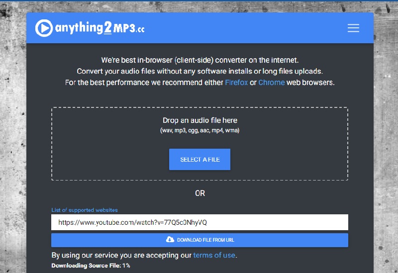 anything2mp3.cc main interface
