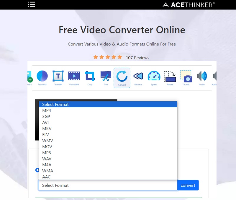 select mp4 and click convert