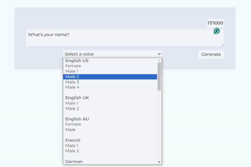 select voice