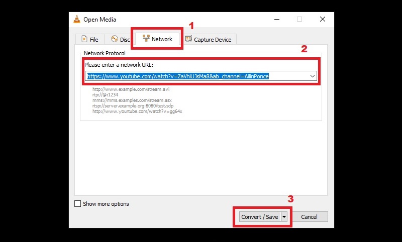 vlc convert youtube video
