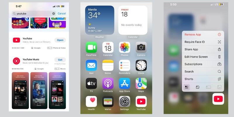 reinstall the youtube app in iphone