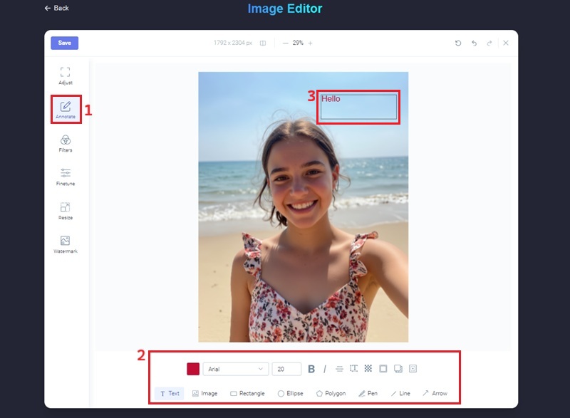 写真へ注釈を追加