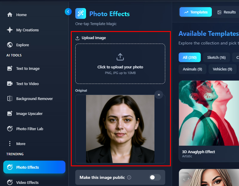 写真をアップロード