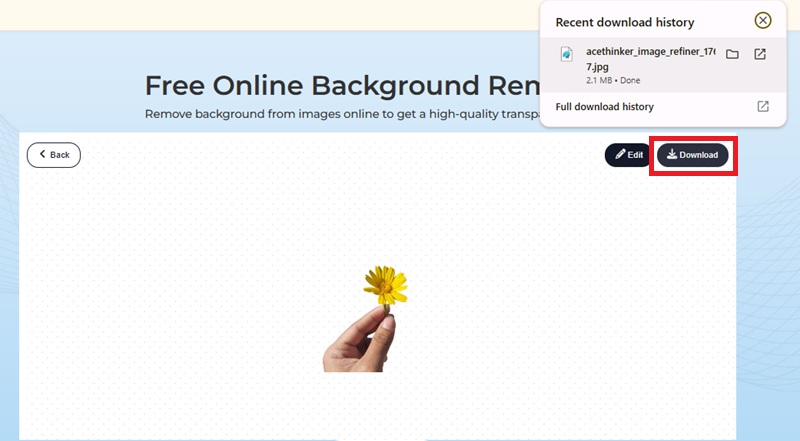 download image in transparent background