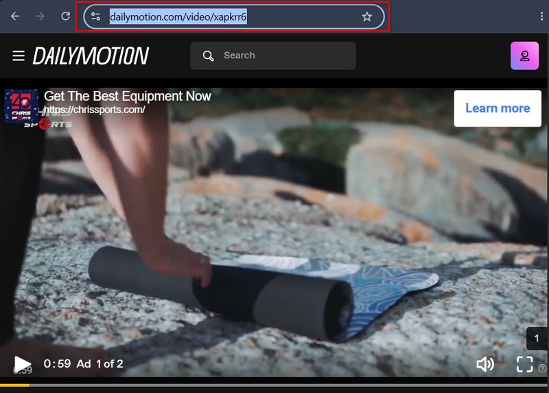 DailymotionのURLをコピー